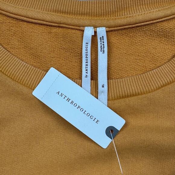Anthropologie Top Womens Extra Large Gold Sweatshirt Comfort Stretch Boho - Picture 7 of 13